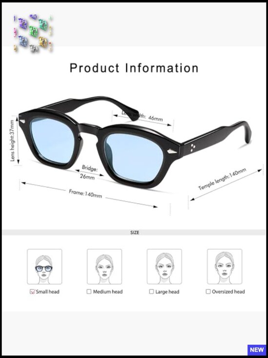 Retro Square Sunglasses UV400 Protection Unisex Adult Vintage Shades main image 5